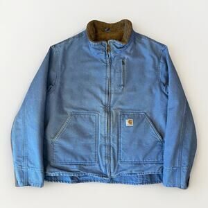 Carhartt Canyon Sandstone Jacket Women's 2XL Light Blue Lined Workwear Faded